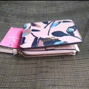 Kate Spade, Leather Cameron paper rose small I-zip wallet